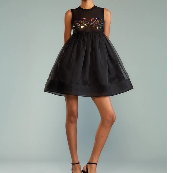 NWT Cynthia Rowley Gems Mesh Organza Empire Dress - Picture 7 of 13